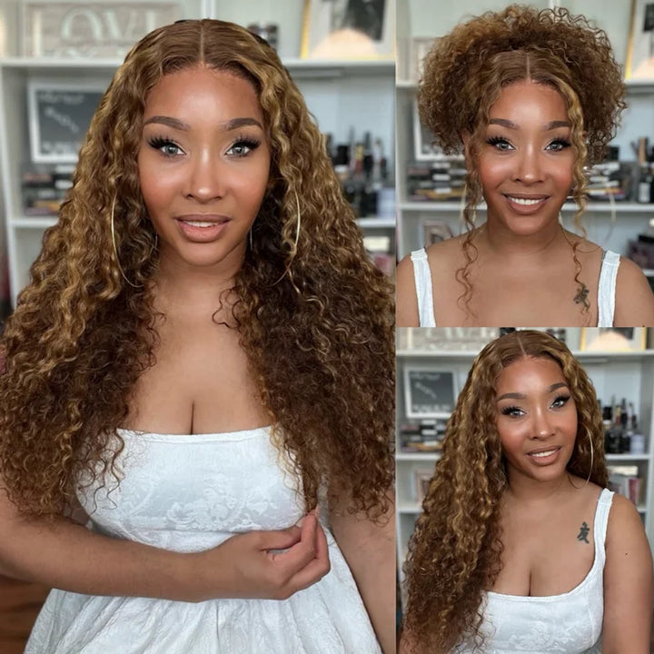 Flash Sale #427 Highlight Hidden Strap Snug Fit 360 Lace Frontal Wigs Affordable Body Wave Water Wave Deep Wave Human Hair Wig