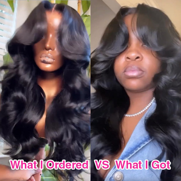 Curtain Bangs Pre Cut HD Lace Wig Butterfly Cut Body Wave Glueless Human Hair Wigs with Adjustable Strap