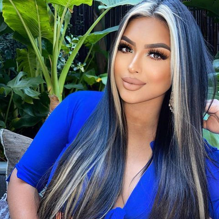 Ombre Balayage Wig With Blonde Streaks In Front Body Wave/Straight 13x6 HD Lace Front Human Hair Wigs