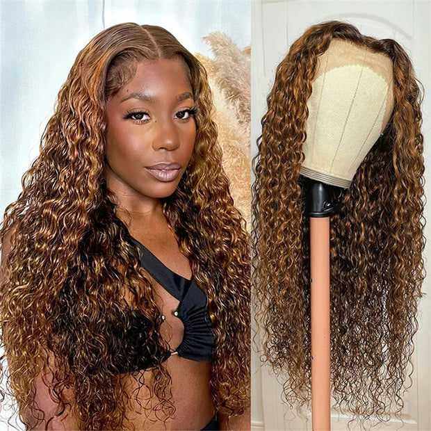 Pre All|4/30 Jerry Curly Balayage Highlight Colored Pre-Bleached HD Lace Wigs 8x5/13x6 Lace Front Human Hair Wigs