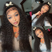 Type 4C Hairline Wig Deep Curly Hair Invisible HD Lace Front Human Hair Wigs With Curly Edges