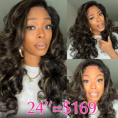 Pre All Everything | Highlights 3D Body Wave Tiny Knots Pre Bleached Wear Go Upgraded 13X6 HD Lace Glueless Wig Special Sale