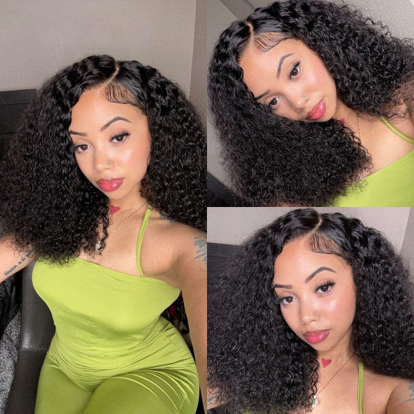 300% Density Bomb Curly HD Lace Front Wigs Pre bleached Glueless Ready To Go Human Hair Wigs