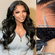 Real Glueless 13x6 Full Lace Body Wave Wigs With Hidden Drawstring Pre Bleached Pre Cut HD Lace Human Hair Wig