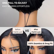 Pull Go Straight Glueless Lace Front Wigs With Hidden Drawstring Pre Bleached Pre Cut HD Lace Human Hair Wig