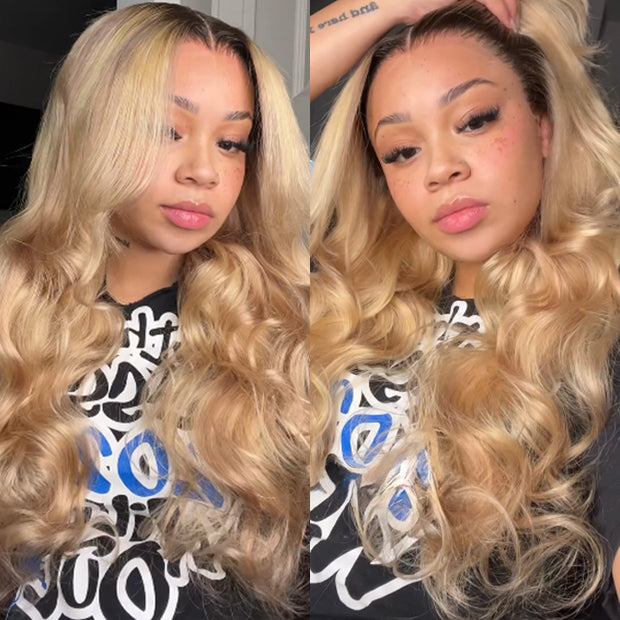 Cynosure Most Praised Glueless Ash Blonde Highlights Wig #18613 Human Hair Wigs With Dark Roots 14 Inch To 28 Inch