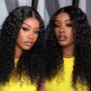 Pre All Everything Pre Bleached  Pre Cut  With Magic Tape HD Lace Curly Glueless Human Hair Wigs