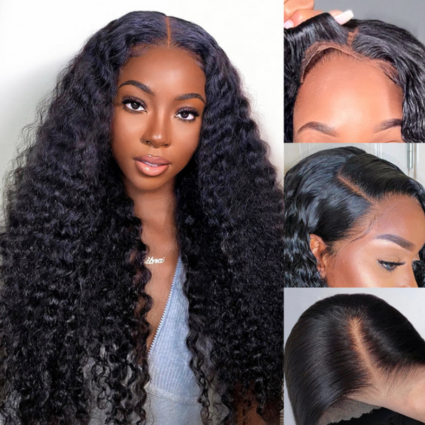 Two 220% Long Wigs |8X5 Pre Cut Lace Pre Bleached Knots #1B30 Highligth Straight Wig & Deep Wave Wig