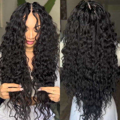 Pre All Glueless Loose Curls 13X6 Full Lace Wig With Hand-made Boho Style Braided Parting Pre-Bleached /Pre-Plucked High Quality Human Hair Wig Special Sale