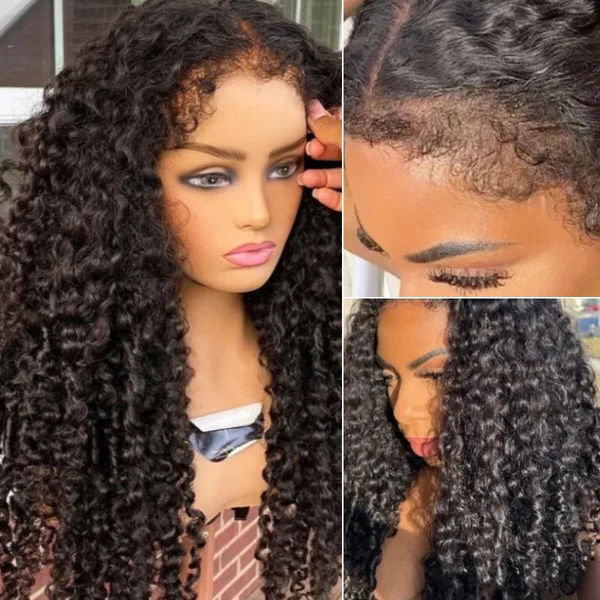 Pre All Everything 13X4 Pre Cut HD Lace Curly Glueless Human Hair Wig With Pre Bleached Knots