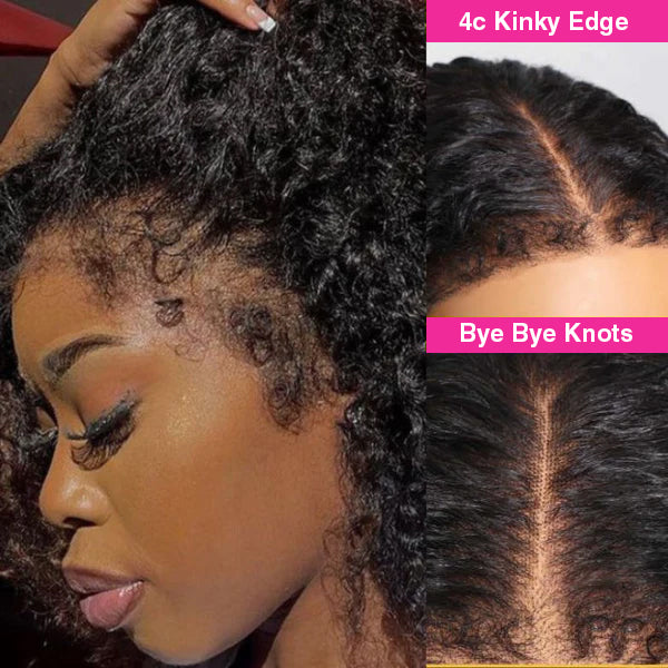 Pre All Everything Pre Bleached  Pre Cut  With Magic Tape HD Lace Curly Glueless Human Hair Wigs