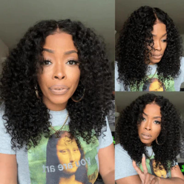 Pre All Everything 13X4 Pre Cut HD Lace Curly Glueless Human Hair Wig With Pre Bleached Knots