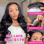 Pre-All 3D Bouncy Body Wave Glueless Wigs 13x6 Invisible HD Lace Front Human Hair Wigs Pre Cut Pre Bleached Pre Plucked