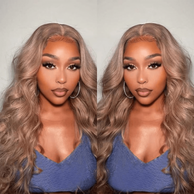 Light Flaxen Brown Blonde Pre Cut 8X5 Lace Glueless Slip On & Go Wig Milk Tea Brown Transparent HD Lace Front Wigs