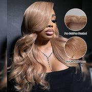 Light Flaxen Brown Blonde Pre Cut 8X5 Lace Glueless Slip On & Go Wig Milk Tea Brown Transparent HD Lace Front Wigs