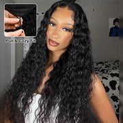 Pull Go 13X4 Pre Cut HD Lace Glueless Water Wave Wig Human Hair Wigs With Hidden Drawstring Pre Bleached Knots For Black Women