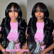 Pre All| Wispy Bangs Glueless Bouncy Body Wave HD Lace Wig Pre Cut Pre Bleached Natural Human Hair Wigs