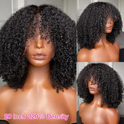 Layered Afro Kinky Curly HD Lace Front Wigs With Curly Bangs Fluffy And Popping Curly Luxury Virgin Human Hair Wig For Black Women