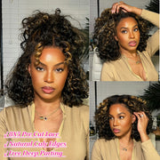 4C Edge Hairline丨Short Bob Curly 13x4 HD Lace Front Wig with Curly Edges Baby Hair Wigs 220% Density
