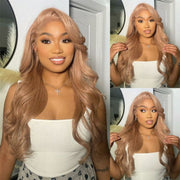 Light Flaxen Brown Blonde Pre Cut 8X5 Lace Glueless Slip On & Go Wig Milk Tea Brown Transparent HD Lace Front Wigs