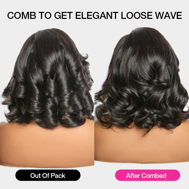 Bouncy And Fluffy Loose Wave HD Lace Wig Pre Bleached Pre Plucked Elegant Human Hair Wig For Black Women