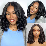 Bouncy And Fluffy Loose Wave HD Lace Wig Pre Bleached Pre Plucked Elegant Human Hair Wig For Black Women