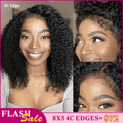 Short Bob Curly HD Lace Front Wig 4C Edges Curly Baby Hair Wigs 220% Density Flash Sale