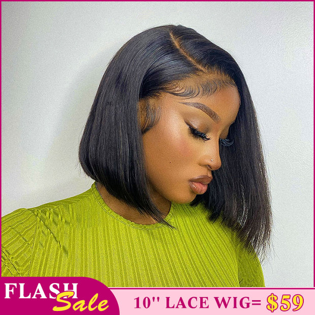 220% Straight Blunt Cut Short Bob Wig Human Hair Wigs Pre Plucked Pre Bleached knots Flash Sale