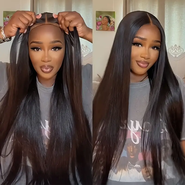 Pre-All 13X6 Glueless Pre Cut Pre Bleached,Pre Plucked Straight Wigs Invisible HD Lace Front Human Hair Wigs