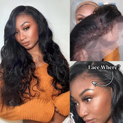 Kinky Edges Body Wave HD Lace Wig 250%/300% Density Glueless 4C Hairline Luxury Human Hair Wig