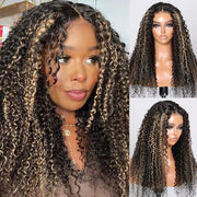 2 Wigs=$159|18 Inche 5X5 Pre Cut Lace Body Wave Wig With Curtain Bangs+16 Inches 5X5 Pre Cut Lace Highlight Curly Wig