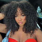 Layered Afro Kinky Curly HD Lace Front Wigs With Curly Bangs Fluffy And Popping Curly Luxury Virgin Human Hair Wig For Black Women