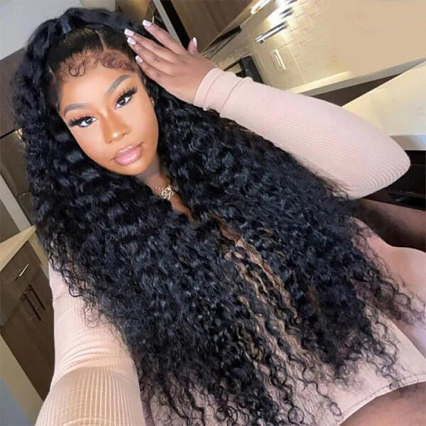 Kinky Edges Deep Wave HD Lace Wig 250%/300% Density Glueless Popping And Fluffy Luxury Human Hair Wig