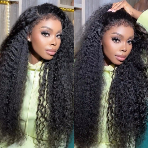 Kinky Edges Deep Wave HD Lace Wig 250%/300% Density Glueless Popping And Fluffy Luxury Human Hair Wig