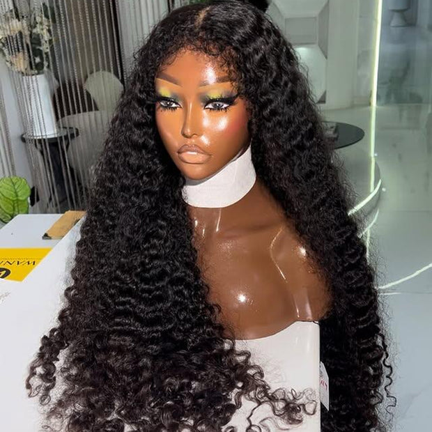 Kinky Edges Deep Wave HD Lace Wig 250%/300% Density Glueless Popping And Fluffy Luxury Human Hair Wig