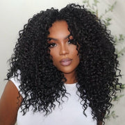 Layered Cut Curly Ready Go Glueless Wigs Pre Bleached Wig Parting Max 8X5 Pre Cut HD Lace 250% Density