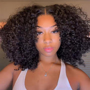 Layered Cut Curly Ready Go Glueless Wigs Pre Bleached Wig Parting Max 8X5 Pre Cut HD Lace 250% Density