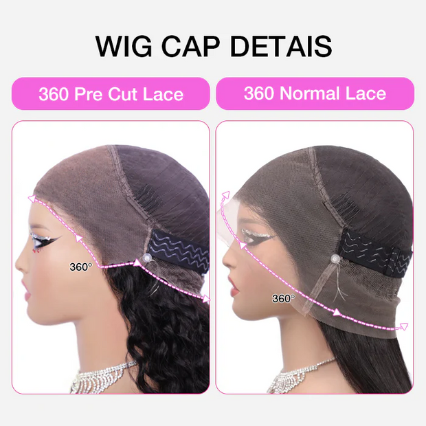 Upgrade Glueless 36O Lace Frontal Wigs With Hidden Strap Ready & Go Curly Affordable Human Hair Wigs 220% Density