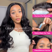 Pre-All everything,Pre Cut Pre Bleached,Pre Plucked 3D Bouncy Body Wave Glueless Wigs 13x6 Invisible HD Lace Front Human Hair Wigs