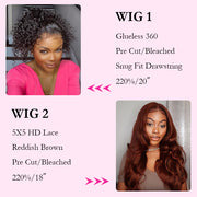 2 Wigs=$269|360 Lace Water Wave Wig + 18 Inch Reddish Brown Body Wave