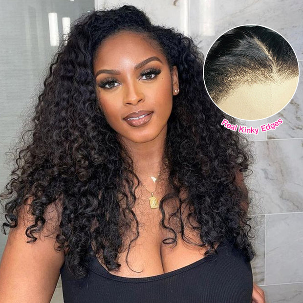 2 Wigs=$129|16 Inch Curly Wear Go V Part Wig +16 Inch 5X5 Lace Water Wave Wig