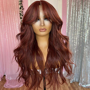 Upgrade Glueless Reddish Brown 360 Lace Frontal Wigs With Hidden Strap Ready & Go Affordable Human Hair Wigs 220% Density