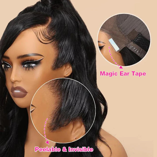 Pre-All everything,Pre Cut Pre Bleached,Pre Plucked 3D Bouncy Body Wave Glueless Wigs 13x6 Invisible HD Lace Front Human Hair Wigs