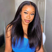 Yaki Straight Glueless 13X4/13x6 Full Lace Wigs With Hidden Drawstring Pre Bleached Pre Cut HD Lace Human Hair Wig